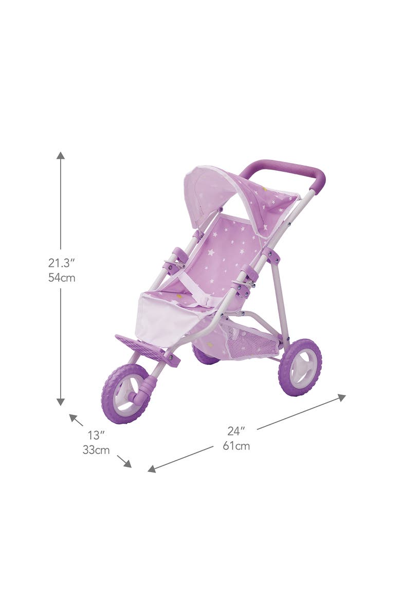 Teamson Kids Olivia's Little World Twinkle Stars Princess Toy Jogging Stroller, Alternate, color, Purple/ White