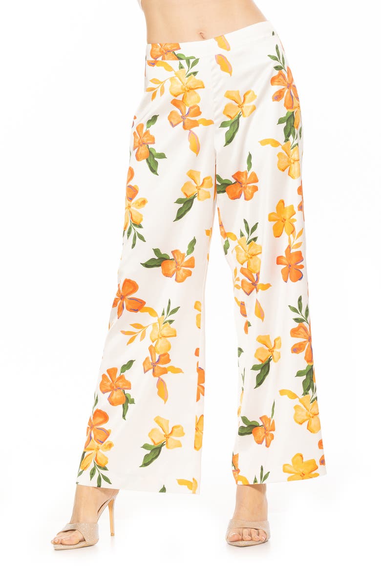 Alexia Admor Cerise Wide Leg Pants, Main, color, Ivory Floral