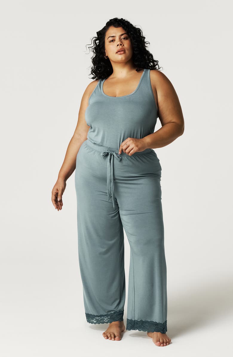 Posh Peanut Lace Trim Pajama Pants, Alternate, color, Blue