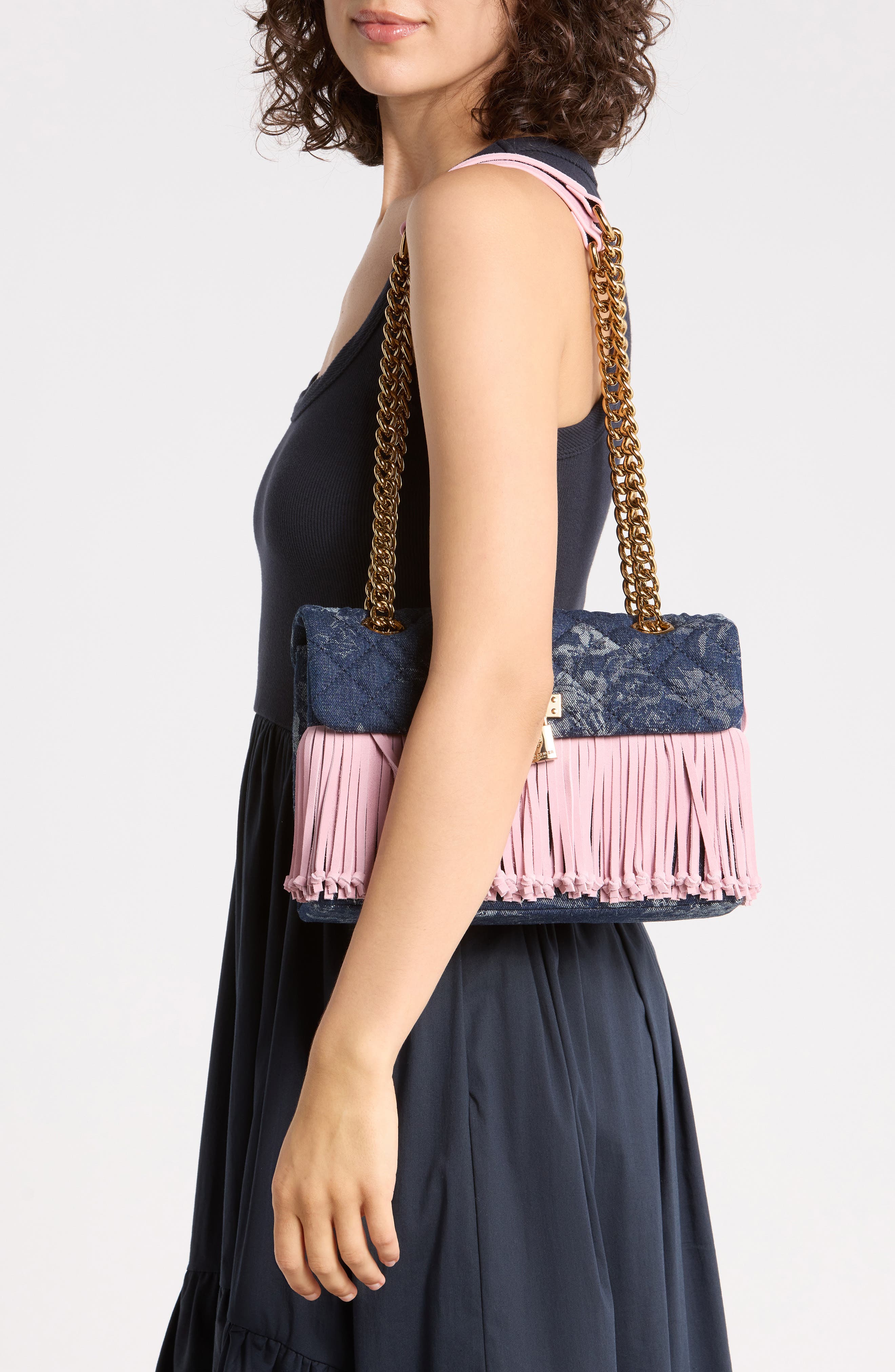 Brixton Fringe Shoulder Bag, Alternate, color, NAVY