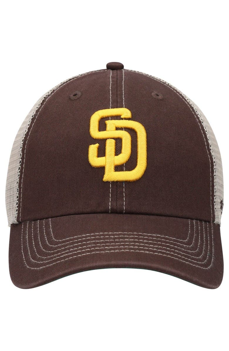 '47 Men's '47 Brown San Diego Padres Logo Trawler Clean Up Trucker Snapback Hat, Alternate, color, 
