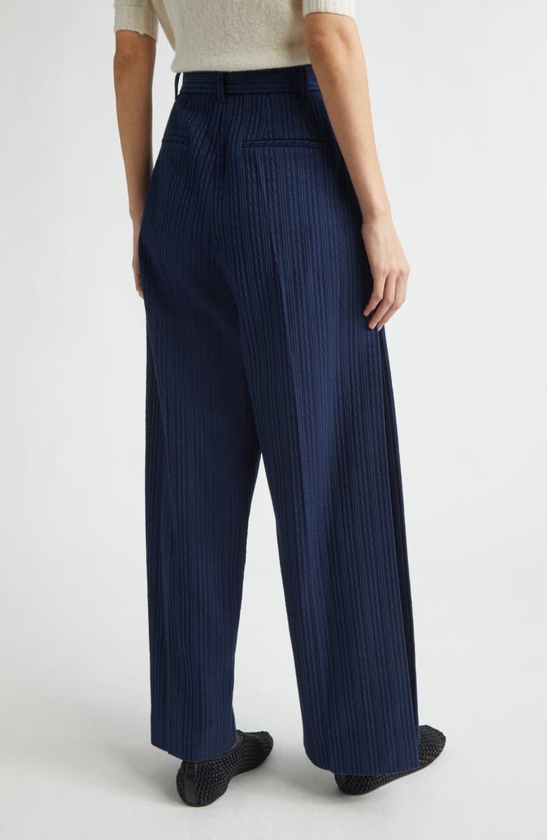 EENK Side Tuck Cotton Blend Jacquard Knit Wide Leg Pants, Alternate, color, Navy