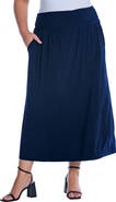 24seven Comfort Apparel Foldover Maxi Skirt With Pockets
