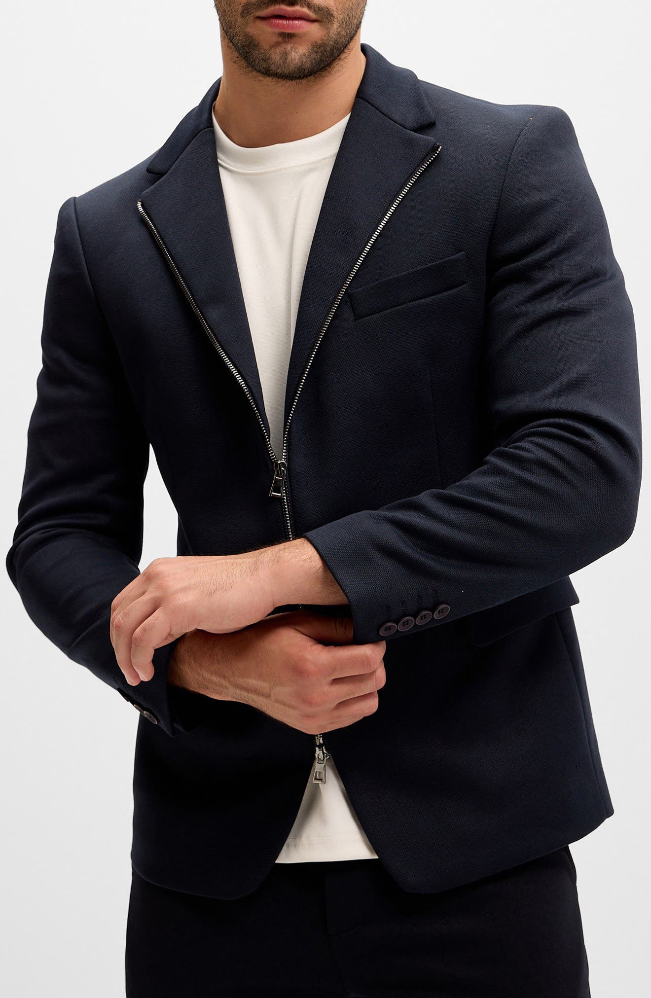 RON TOMSON Notch Lapel Zip Blazer