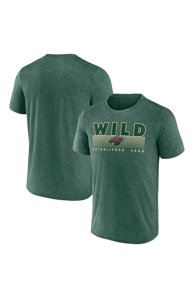 FANATICS Men's Fanatics Branded Heathered Green Minnesota Wild Prodigy Performance T-Shirt, Main, color, Heather Green