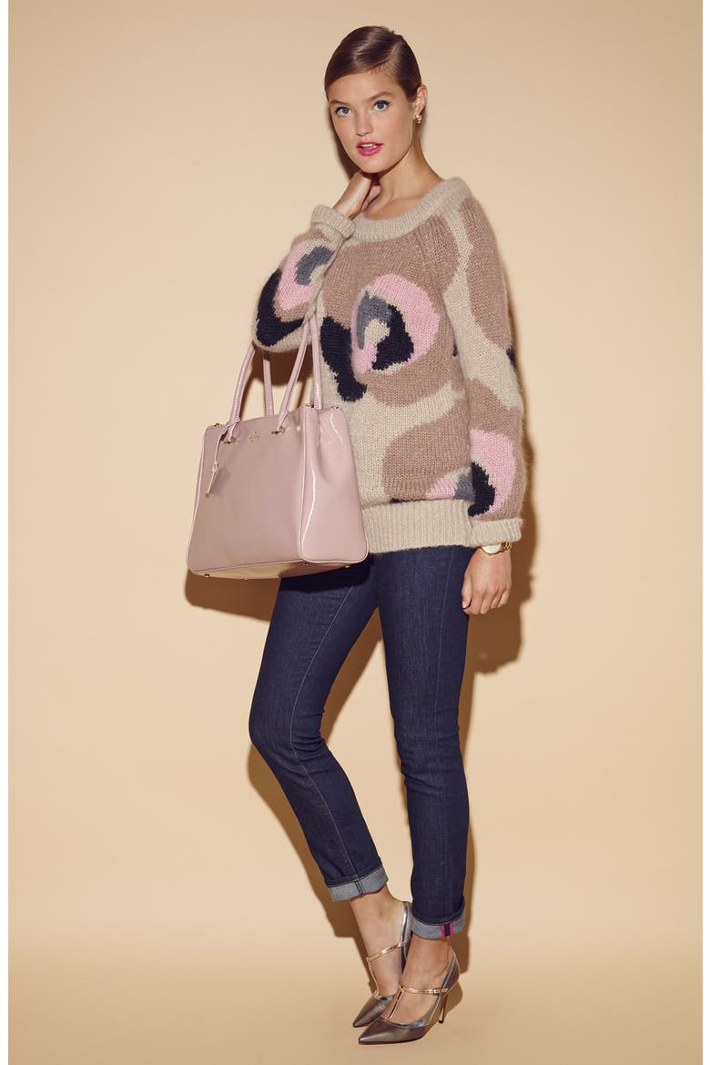 'deco rose' sweater, Alternate, color, DECO BEIGE