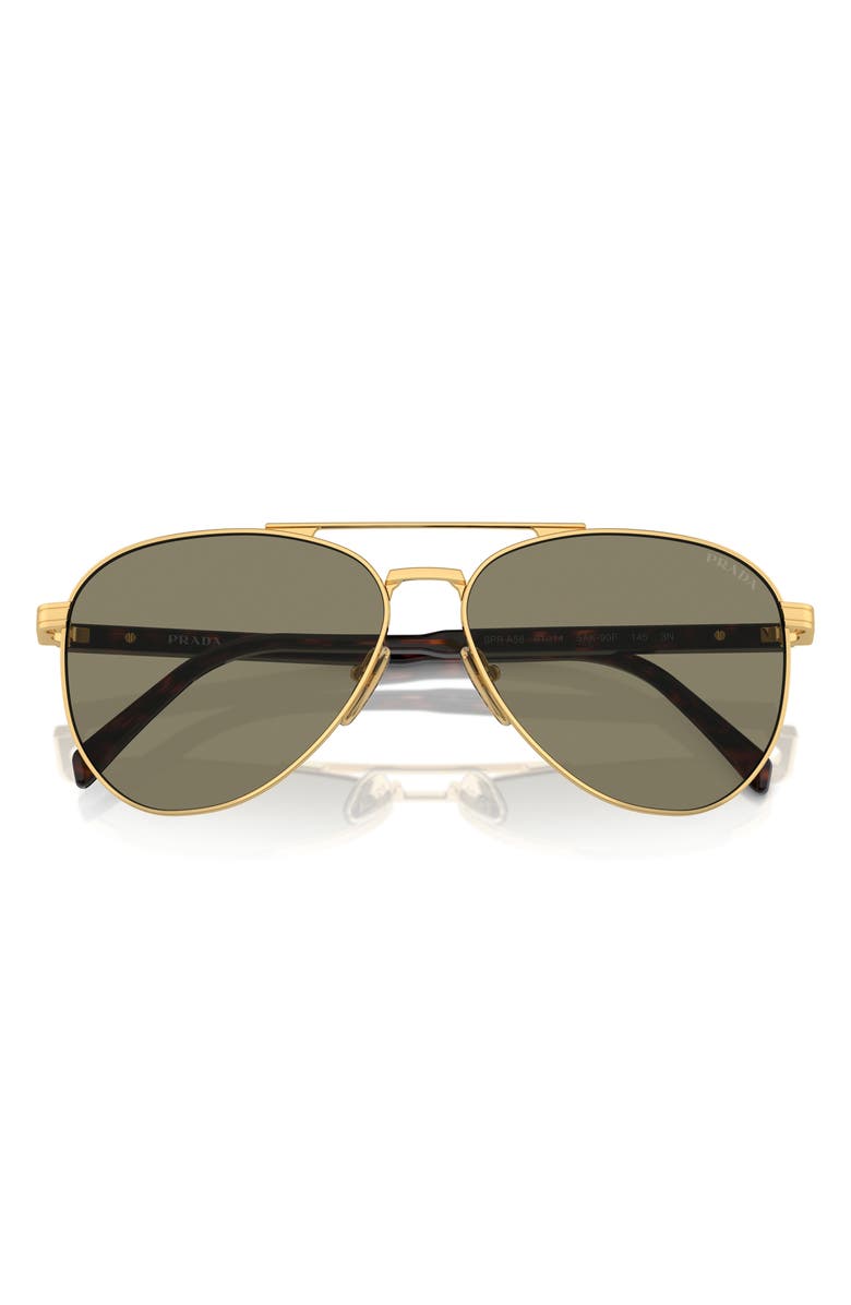 Prada 61mm Pilot Sunglasses, Main, color, Lite Brown