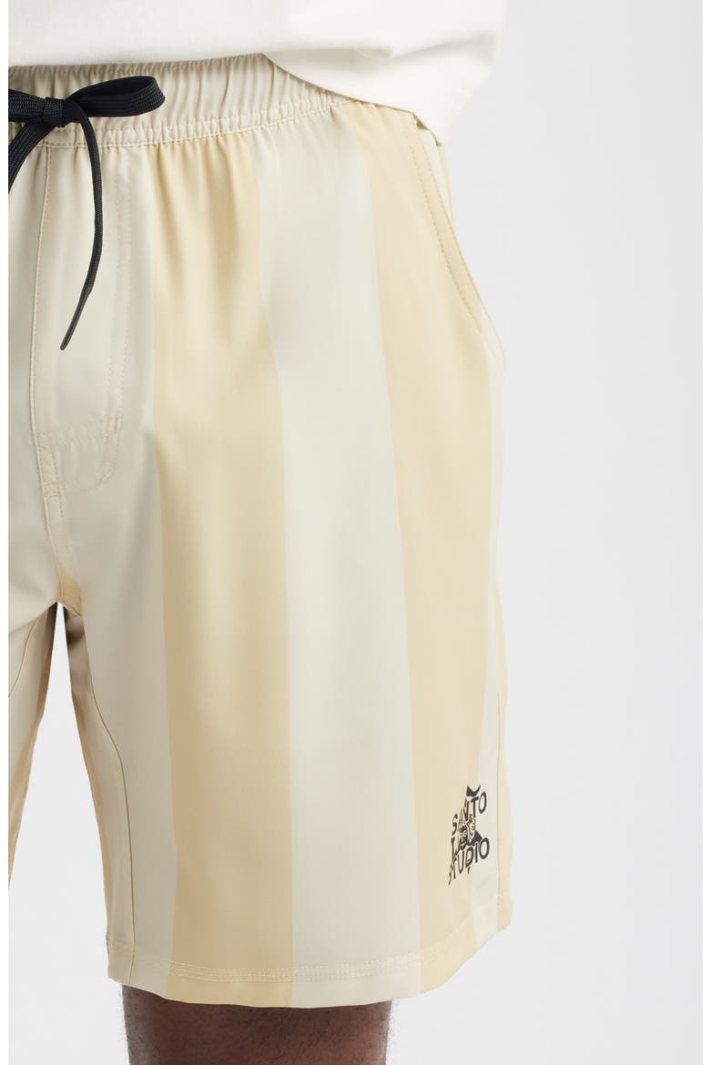 Appreciate Striped Tech Shorts, Alternate, color, CREAM