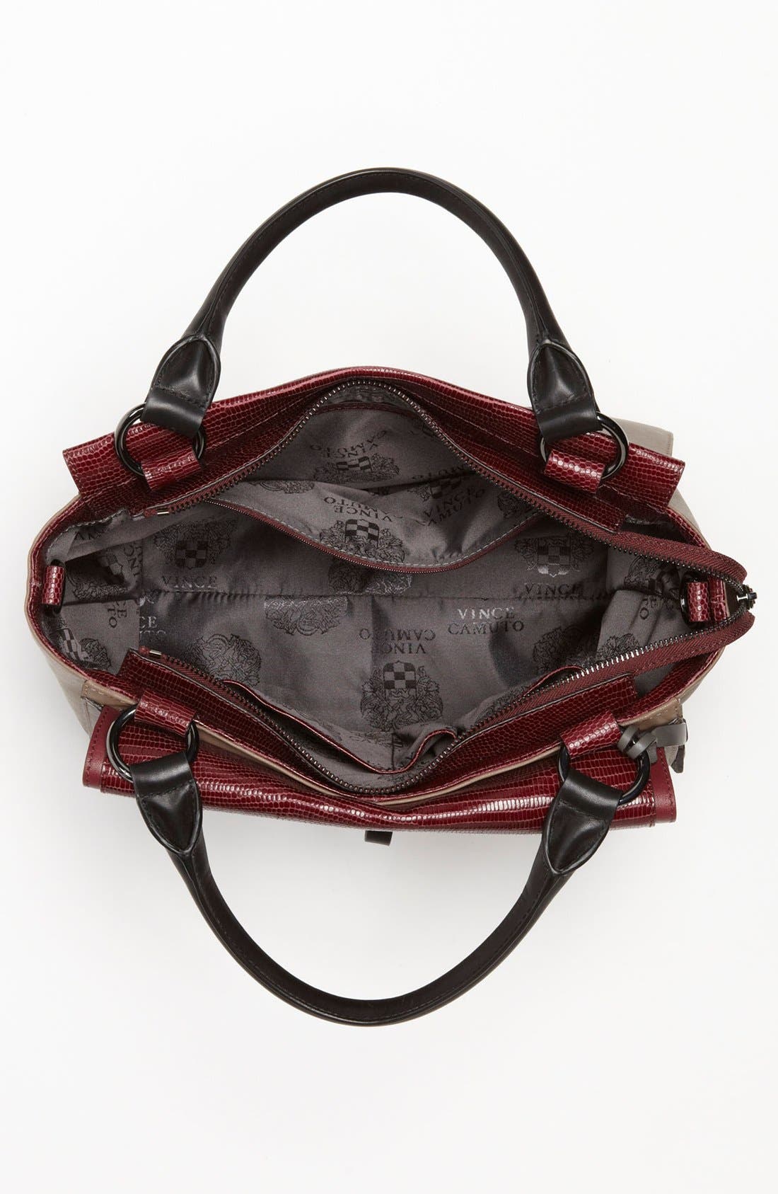'Max' Leather Satchel, Medium, Alternate, color, STONE/ WINE/ BLACK