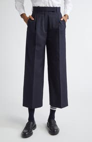 Thom Browne School Uniform Pleated High Waist Crop Pants