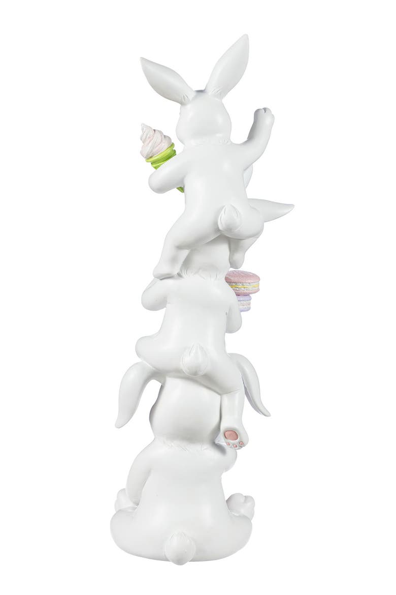 Easter Resin Stacked Bunny with Macaron Table Decor, Alternate, color, White