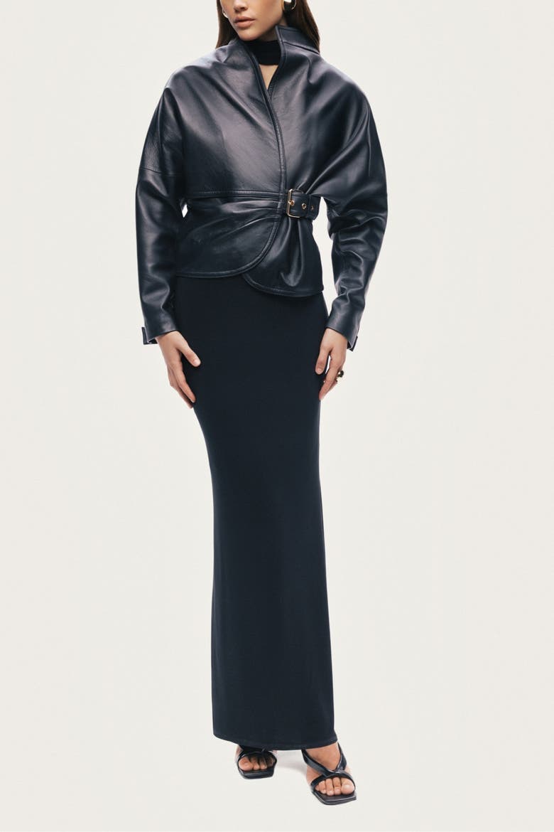 Leather Wrap Jacket, Alternate, color, Black
