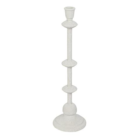 Tall Metal Taper Candle Holder in Sand Finish, Antique White