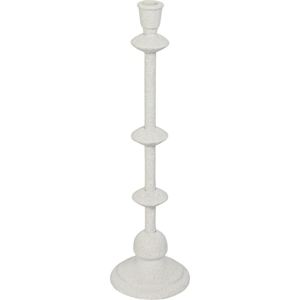 Storied Home Tall Metal Taper Candle Holder In White