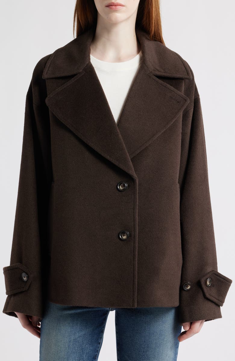 Bernardo Single Breasted Crop Coat, Main, color, Seal Brown
