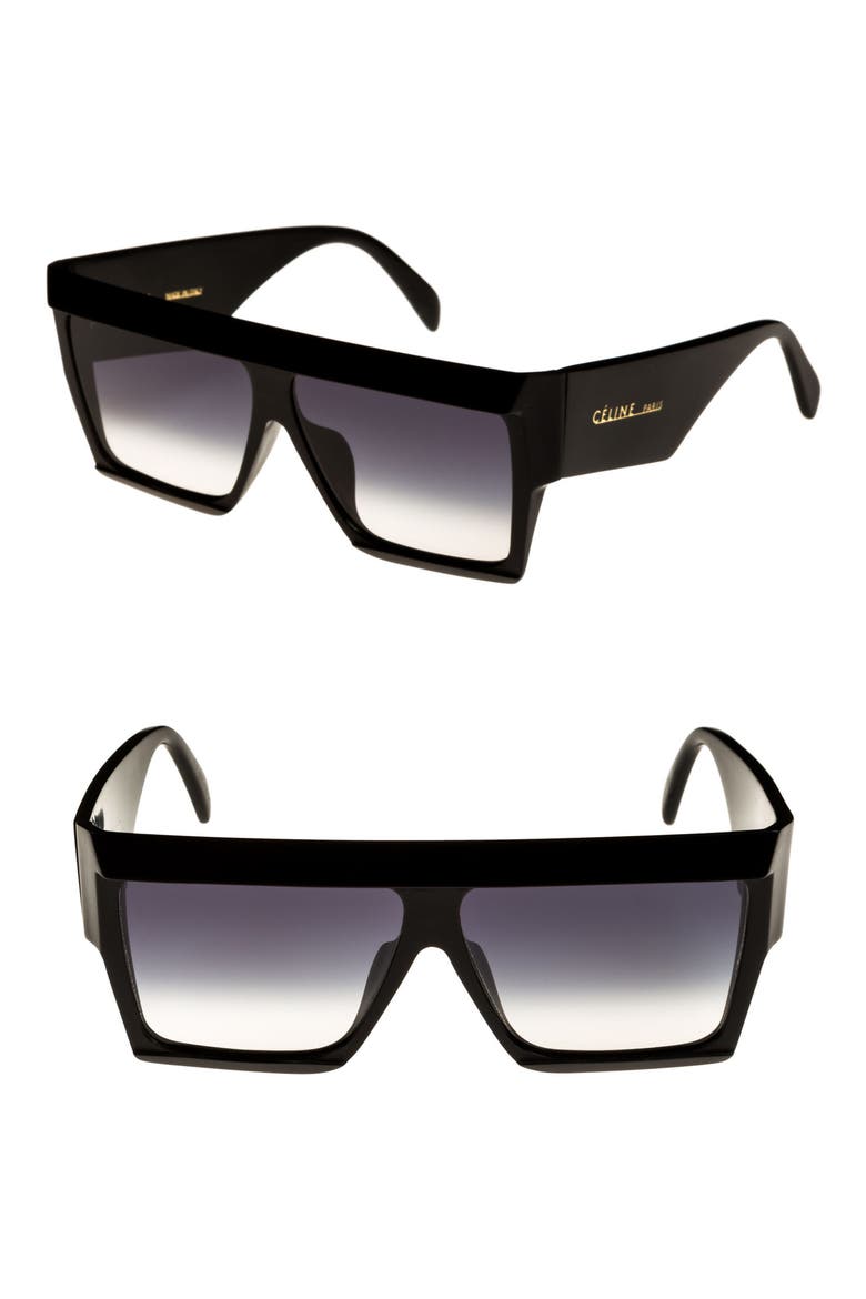 60mm Gradient Flat Top Sunglasses, Main, color, BLACK/ SMOKE