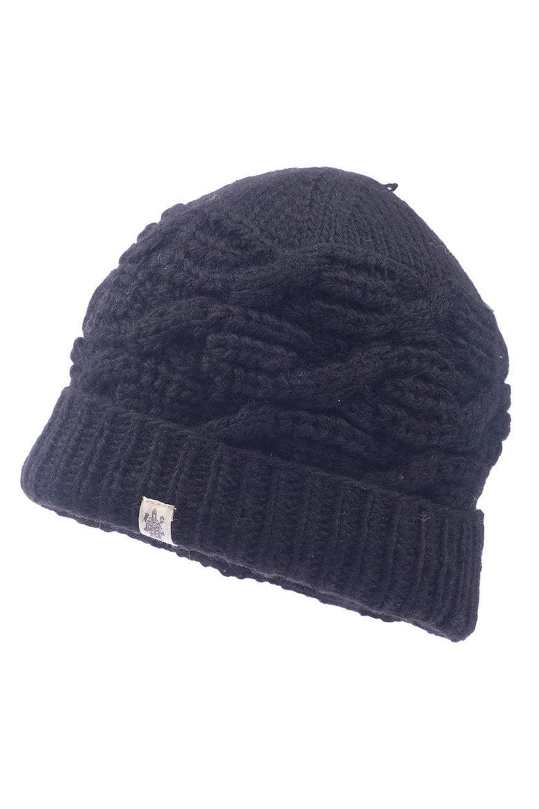 Side Cable Knit Beanie, Main, color, Black
