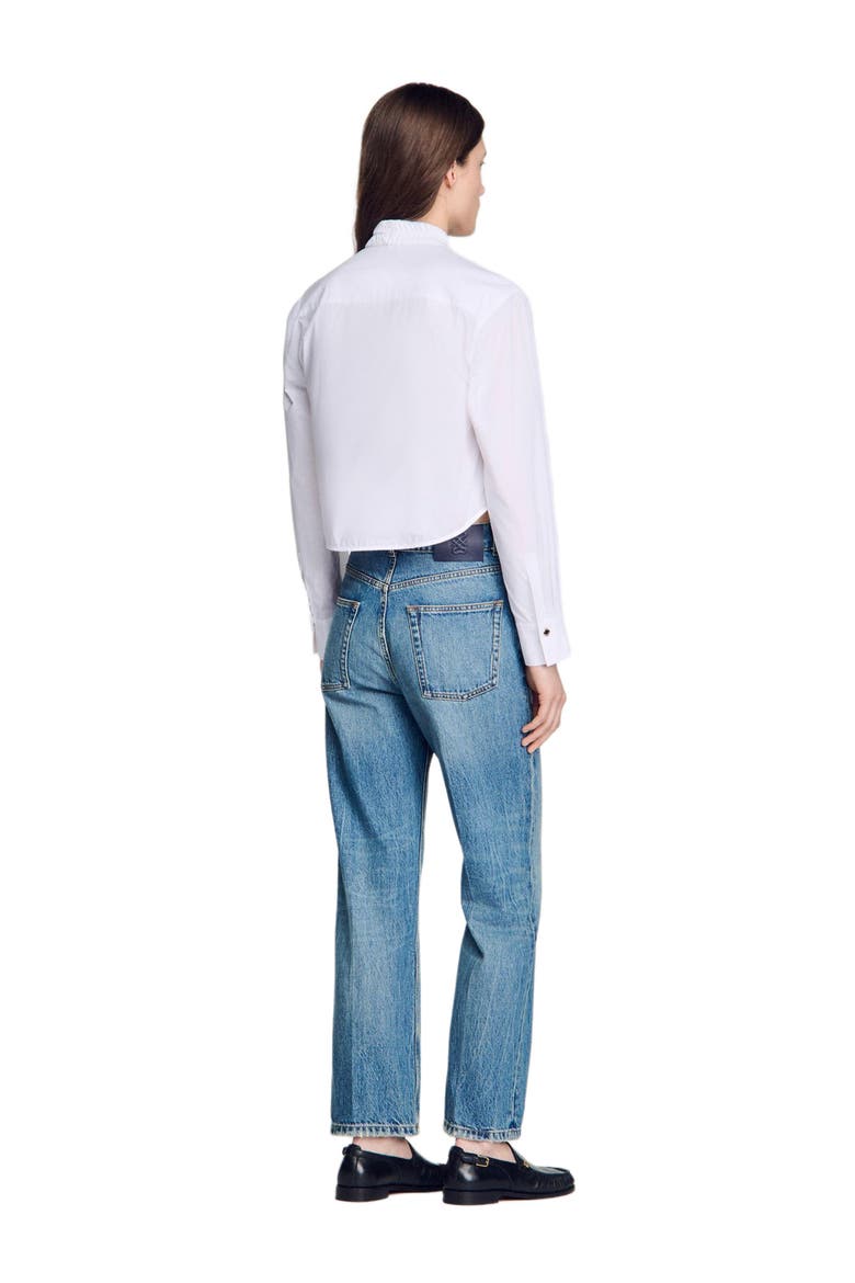 Pleated shirt with origami collar, Alternate, color, White