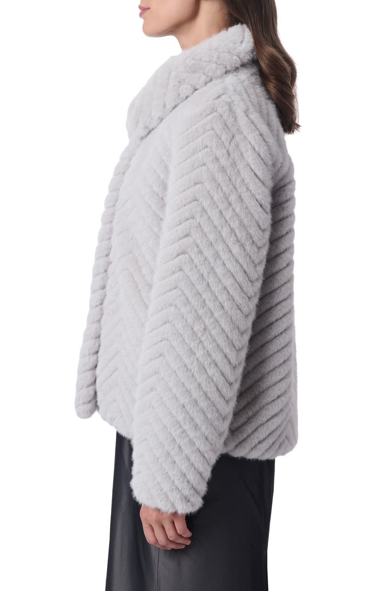 Bernardo Chevron Quilted Faux Fur Jacket, Alternate, color, Ash