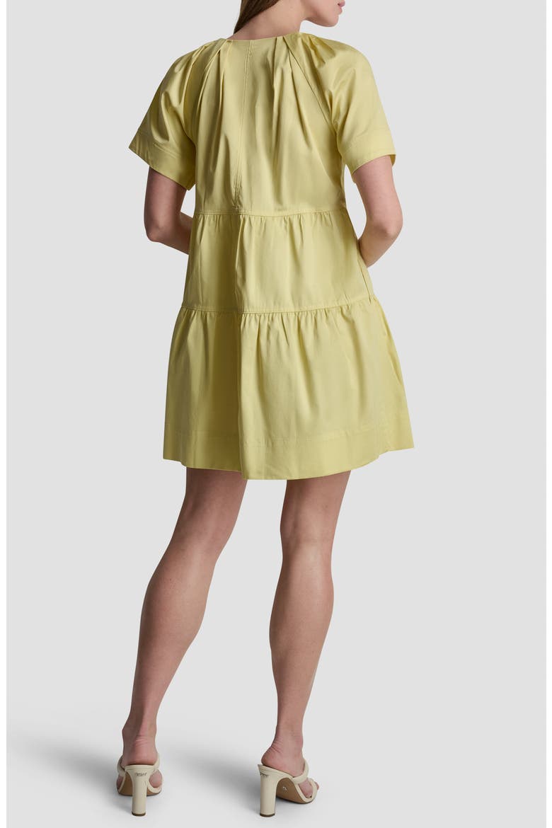 Topstitch Detail Stretch Cotton Tiered Minidress, Alternate, color, BUTTERCREAM