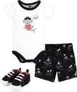 Hudson Baby Little Gent's Soft Cotton Bodysuit, Shorts & Footwear 3Pk