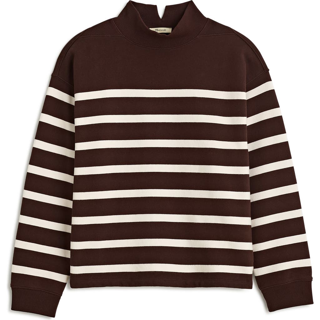 MADEWELL MADEWELL STRIPE MIDWEIGHT MOCK NECK SWEATSHIRT