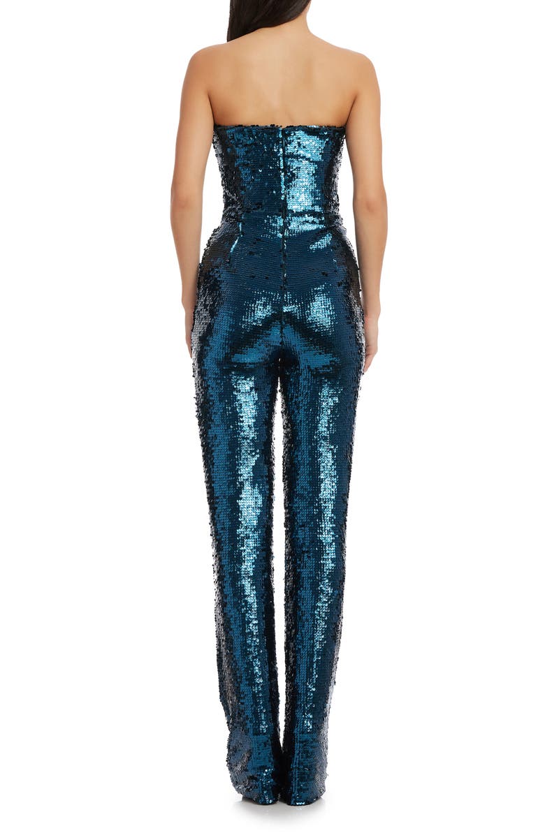 Dress the Population Andy Strapless Jumpsuit, Alternate, color, Deep Teal