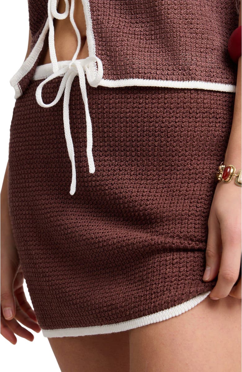 Onia Linen Knit Mini Skirt, Alternate, color, Brown/White