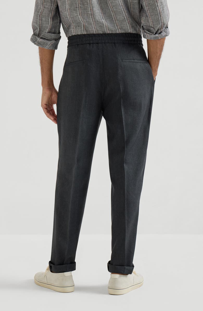 Brunello Cucinelli Trousers with drawstring and double pleats, Alternate, color, Anthracite