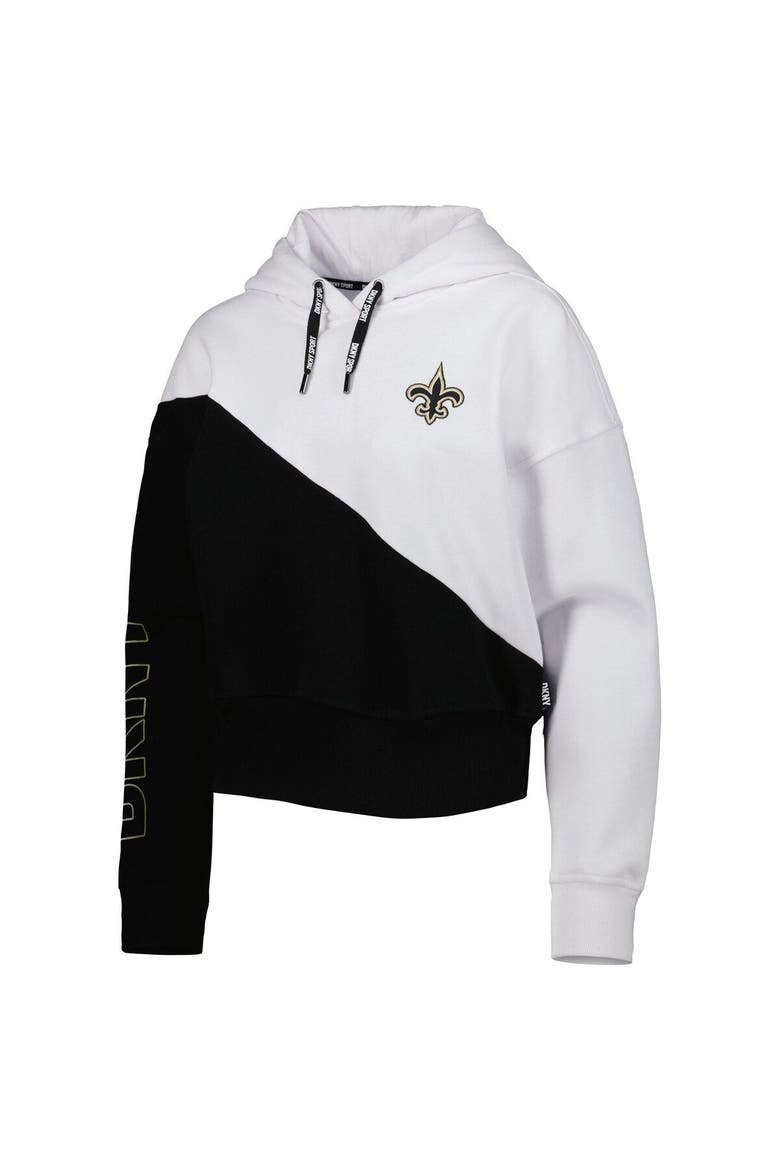 Women's DKNY Sport White/Black New Orleans Saints Bobbi Color Blocked Pullover Hoodie, Alternate, color, White