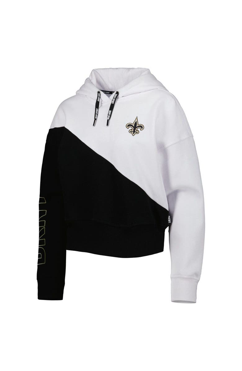 DKNY SPORT Women's DKNY Sport White/Black New Orleans Saints Bobbi Color Blocked Pullover Hoodie, Alternate, color, White