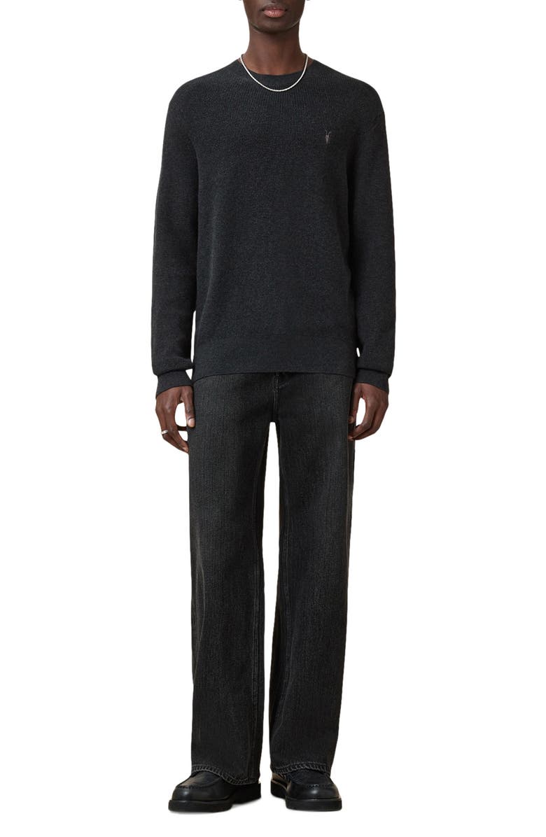 AllSaints Oversize Cotton & Wool Waffle Crewneck Sweater, Alternate, color,