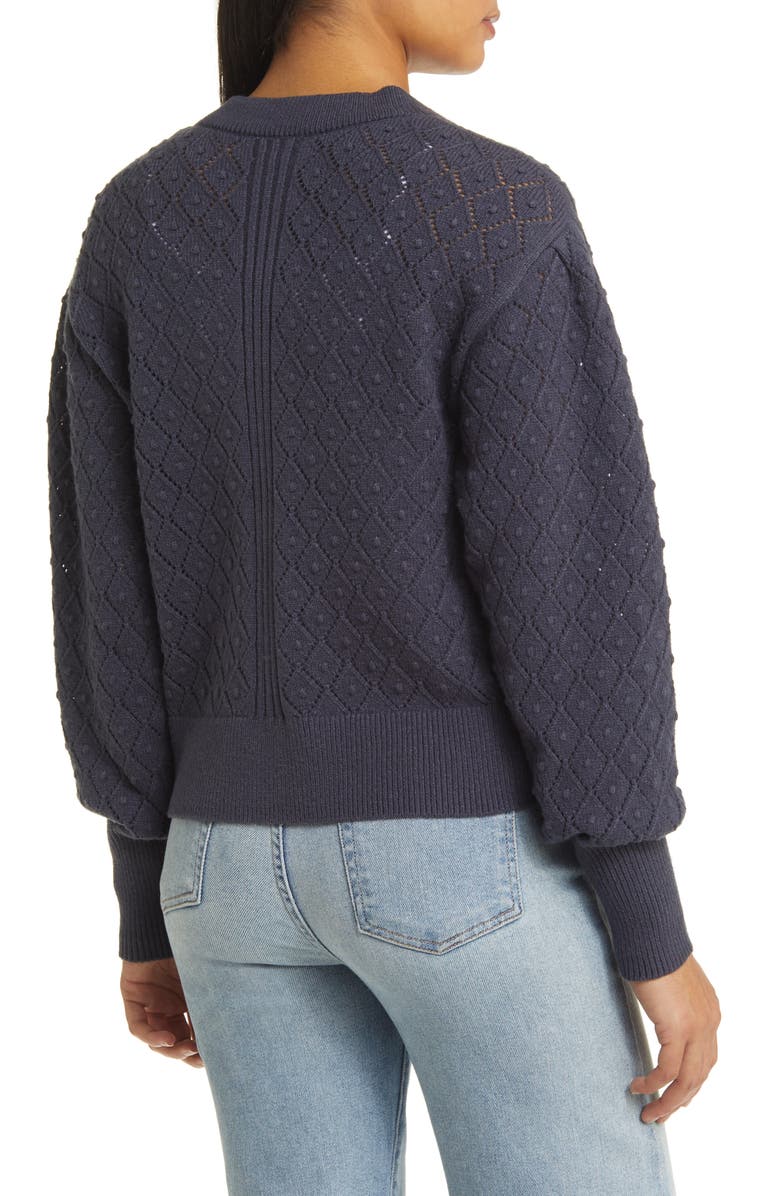 Caslon<sup>®</sup> Pointelle Deep V-Neck Cardigan, Alternate, color, Navy Charcoal