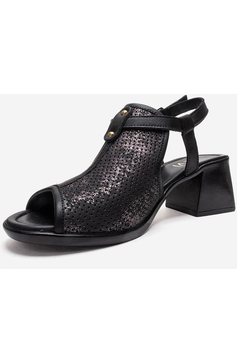 Forever & Always Shoes Janelle Leather Block Heel Sandal, Alternate, color, Black