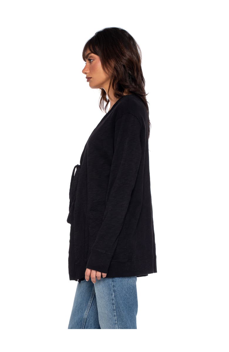 WILT Clothing Tie Front Long Sleeve Mix Rib Cardigan, Alternate, color, White