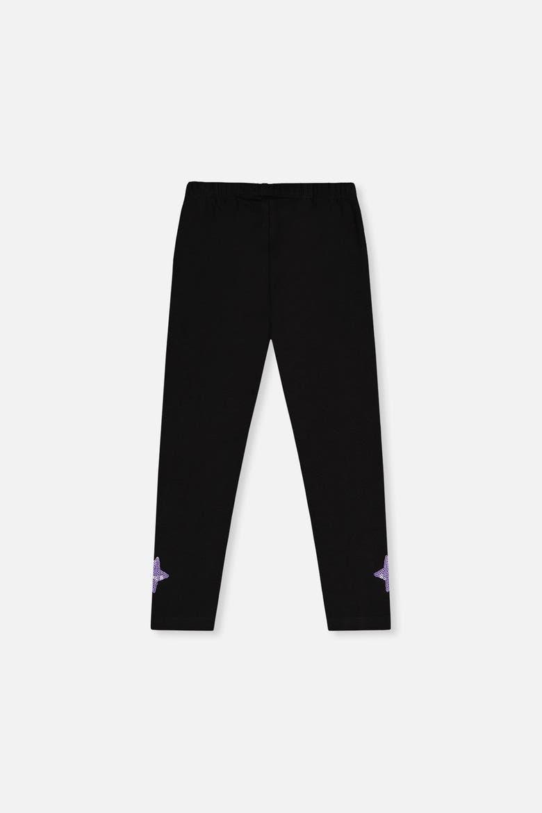 Organic Cotton Shimmer Star Jersey Leggings, Alternate, color, Black