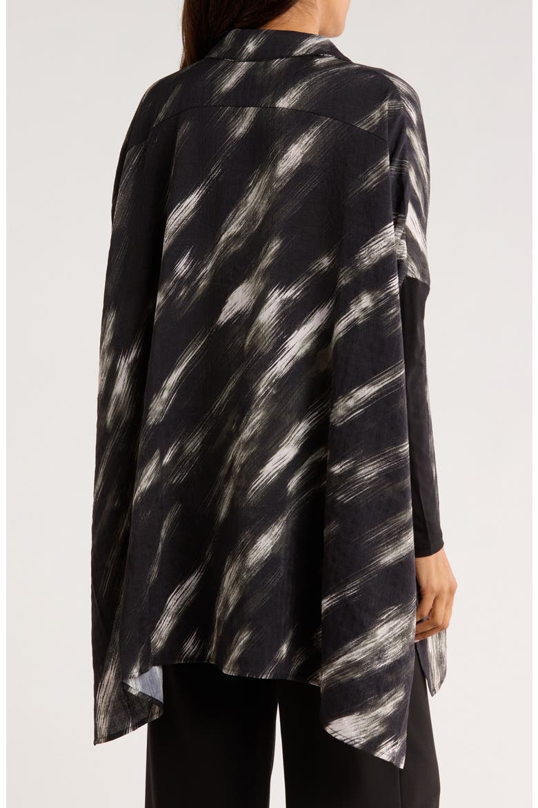 Oversize Long Sleeve Mixed Media Button-Up Shirt, Alternate, color, GREY