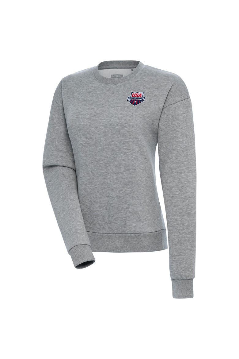 Women's Antigua  Heather Gray USA Swimming Victory Pullover Sweatshirt, Main, color, Heather Gray