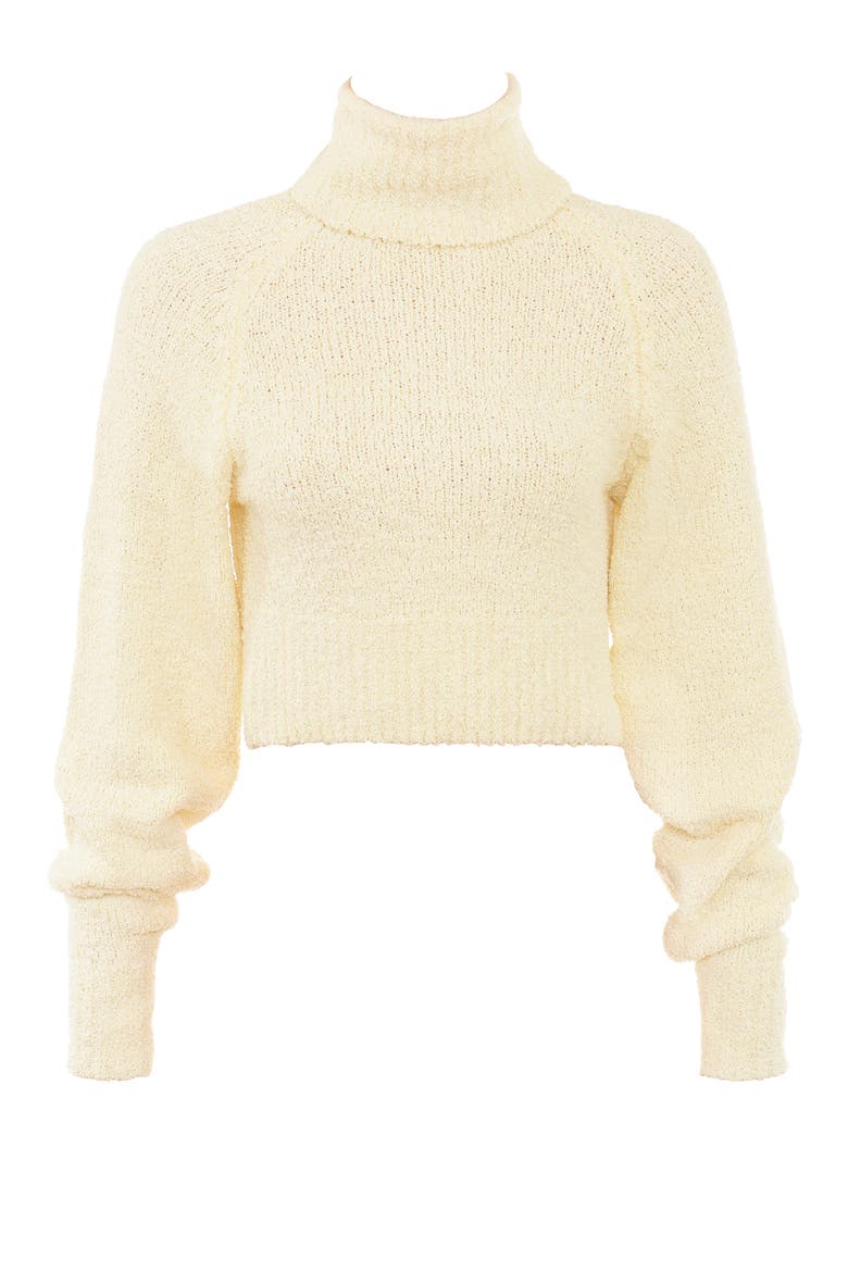 Nyala Bouclé Crop Turtleneck Sweater, Alternate, color, CREAM