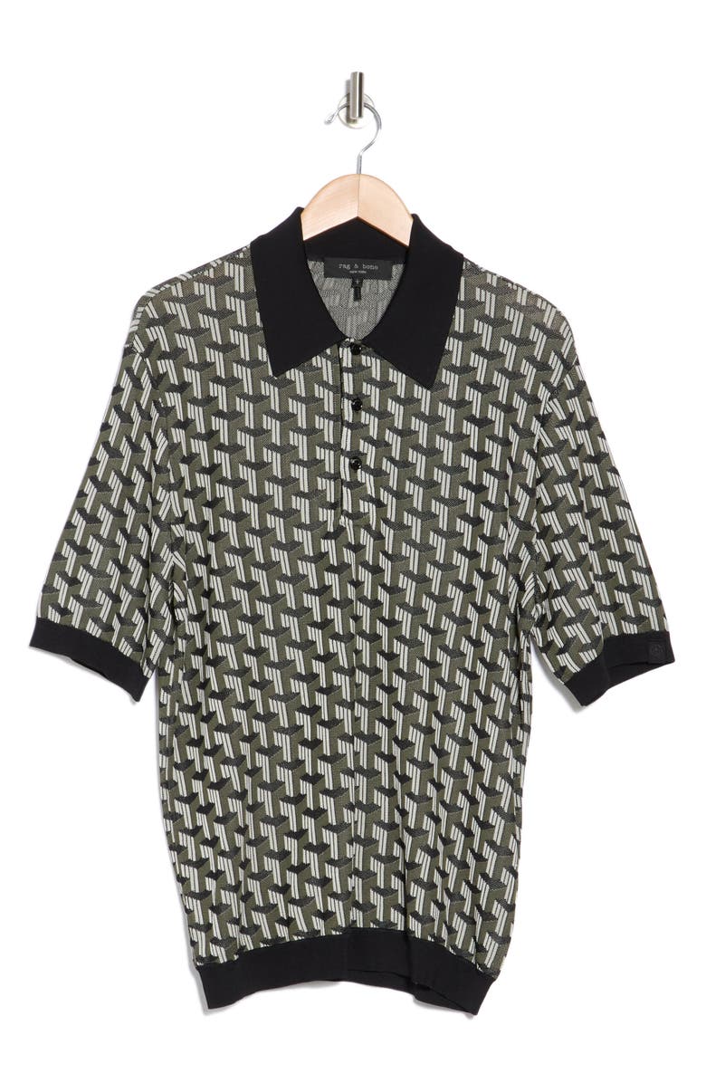 rag & bone Vaughn Geometric Jacquard Polo, Alternate, color, Army Multi