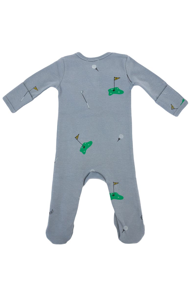oh baby! Golf Print Zipper Footie, Alternate, color, Fog