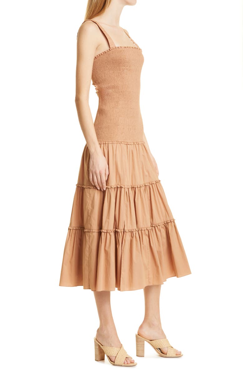 Cinq à Sept Rina Smocked Tiered Midi Dress, Alternate, color,