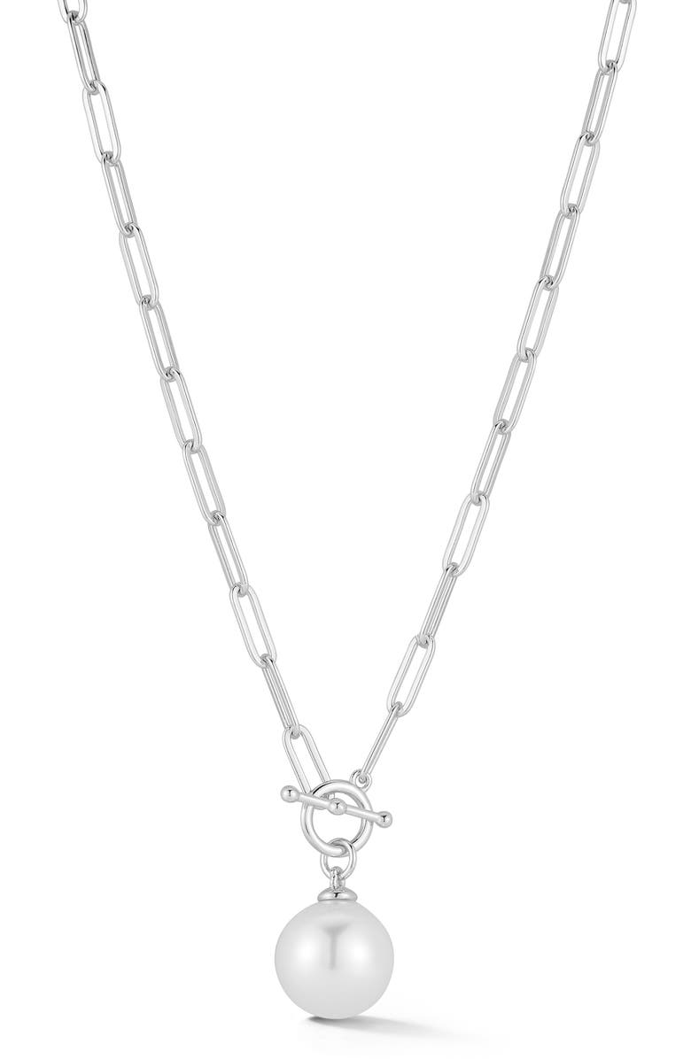 GLAZE JEWELRY Cultured Freshwater Pearl Pendant Necklace, Main, color, Silver