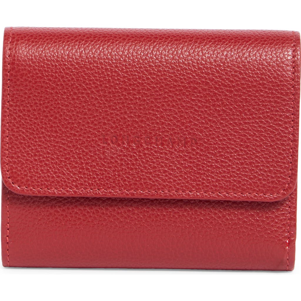Longchamp Compact Leather Wallet In Vermilion