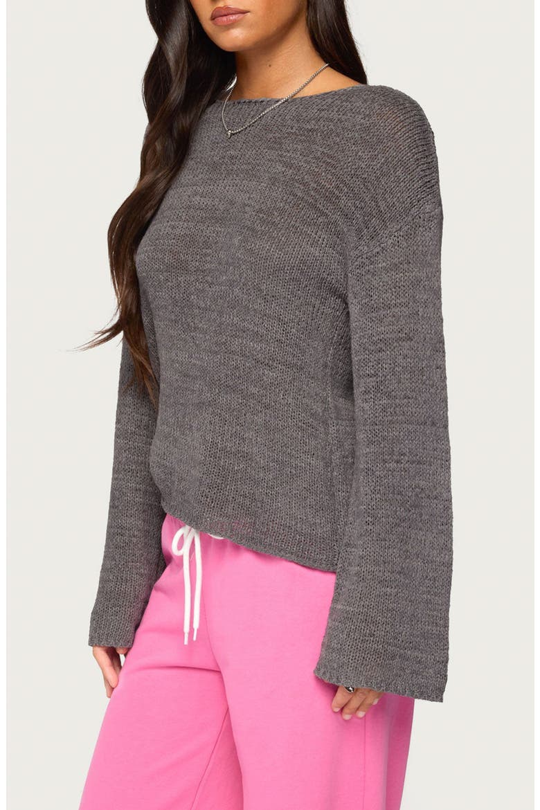 Drop Shoulder Light Knit Sweater, Alternate, color, DARK-GRAY