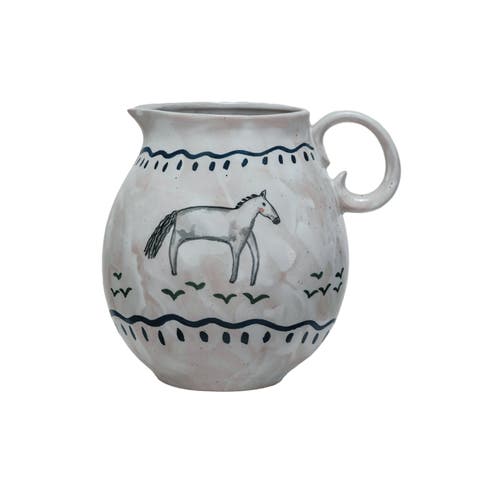 Horse Stoneware Pitcher