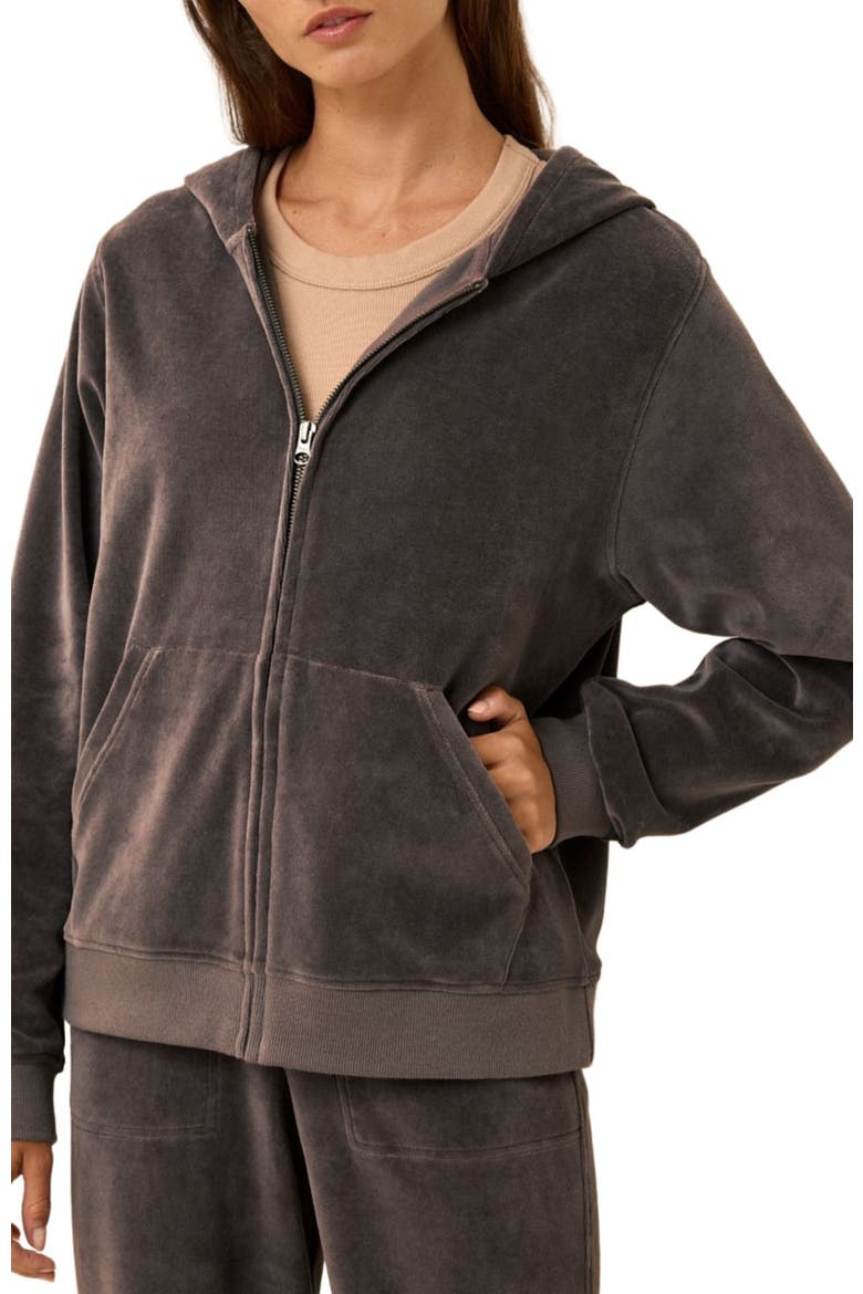 Organic Cotton Pure Velour Zip Hoodie, Alternate, color, Graphite