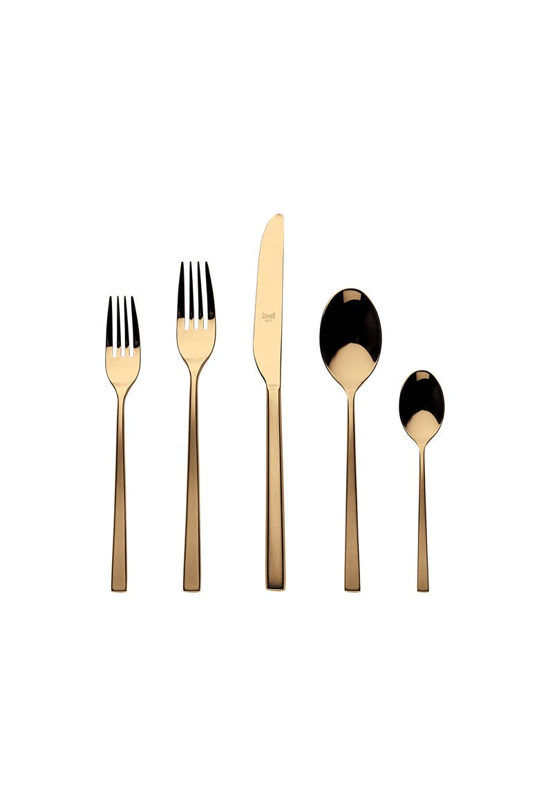 Atena Flatware Set - 5 Pieces, Main, color, Frozen Gold
