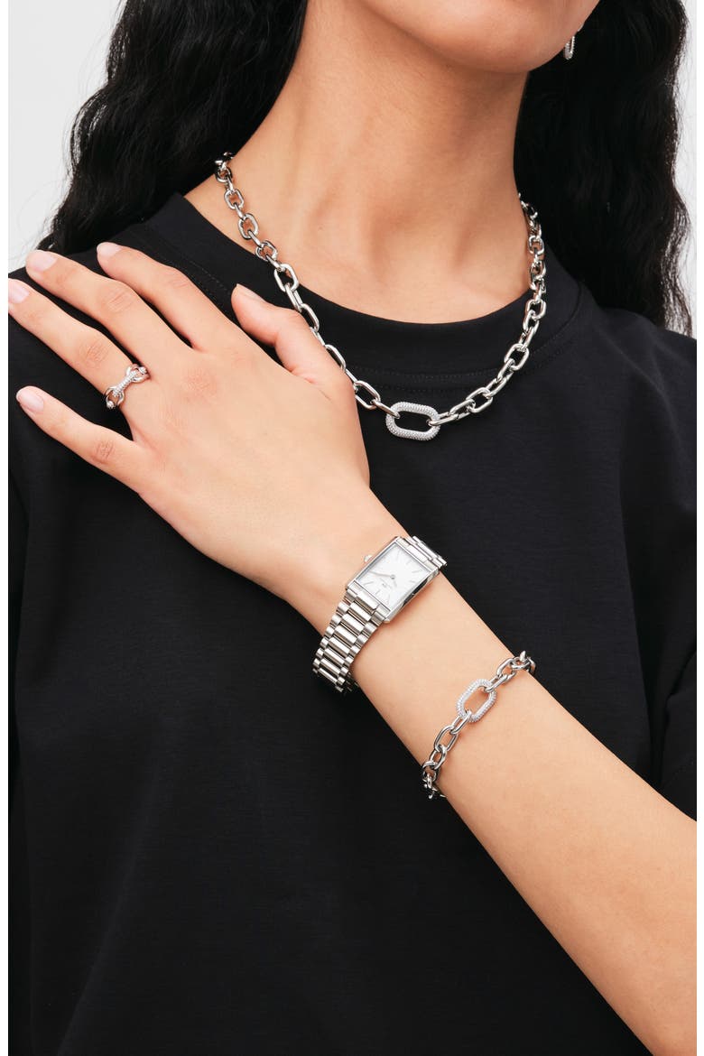 Tank Collection Bracelet Watch, 32mm x 22mm, Alternate, color, SILVER