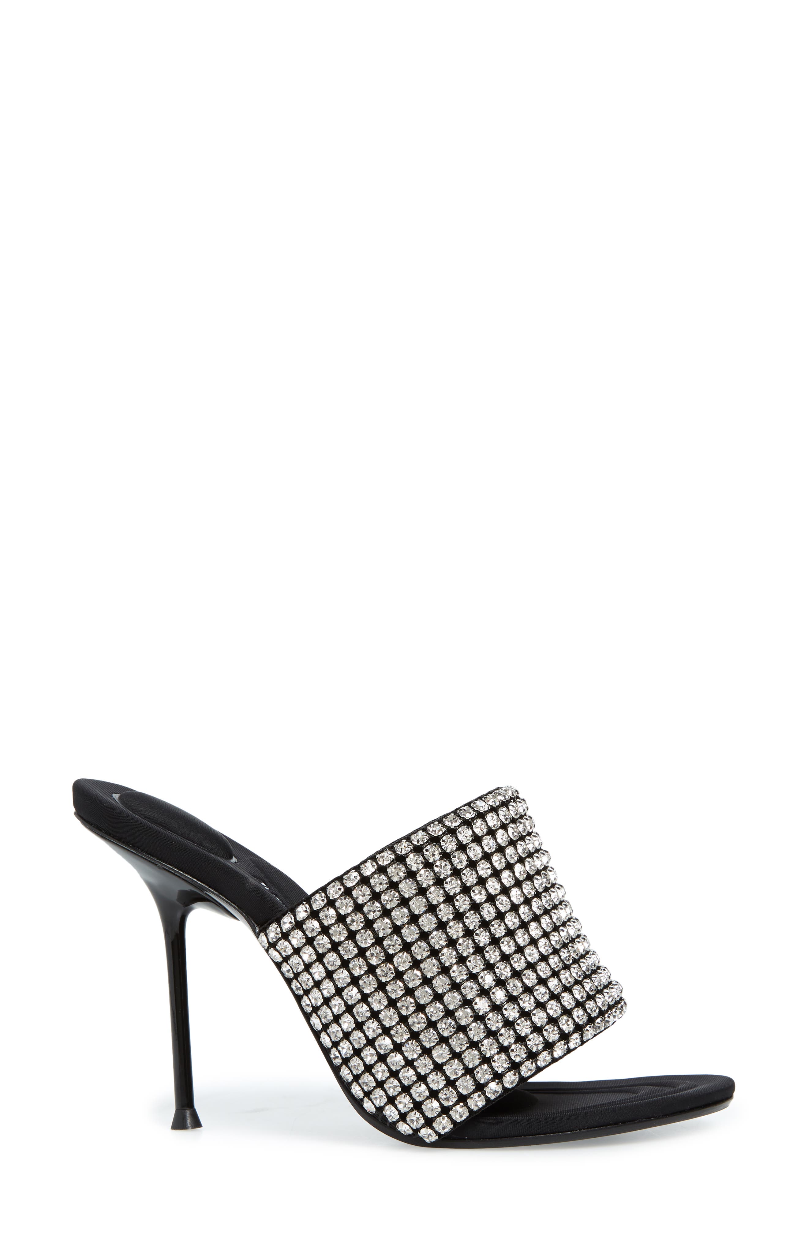Sienna Crystal Embellished Slide Sandal, Alternate, color, BLACK